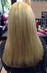 After having hair extensions added, back view