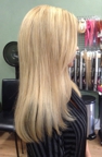 After having hair extensions added, side view
