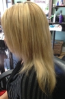 Before having hair extensions added, side view