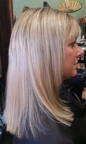 Cut and styled blonde hair, after